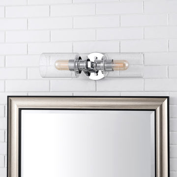 Jules Edison 16.5" Cylinder Iron/Seeded Glass Farmhouse Contemporary LED Wall Sconce